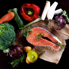 Image showing Salmon with Vegetables