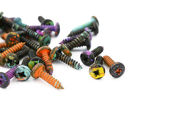 Image showing Crosshead screws, covered in colorful paint