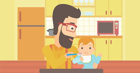 Image showing Man feeding baby.