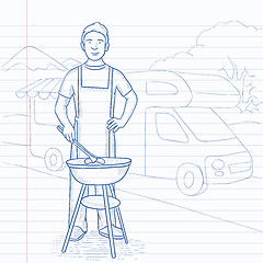 Image showing Man preparing barbecue.