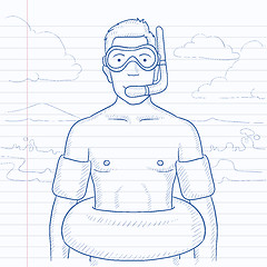Image showing Man with swimming equipment.