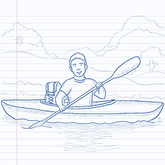 Image showing Man canoeing on the river.