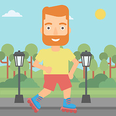 Image showing Sporty man on roller-skates.