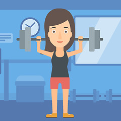 Image showing Woman lifting barbell.