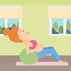 Image showing Pregnant woman on gymnastic ball.