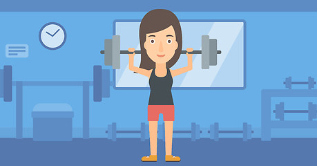 Image showing Woman lifting barbell.