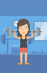 Image showing Woman lifting barbell.