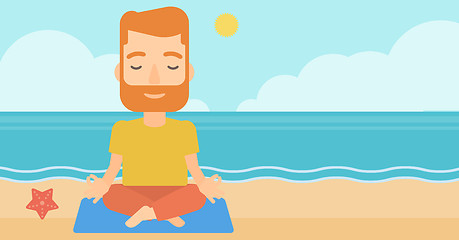 Image showing Man meditating in lotus pose.