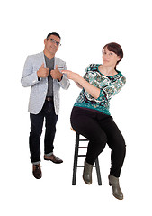 Image showing Woman pointing finger at her husband.