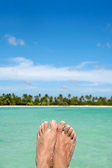 Image showing Feet, water and exotic beach