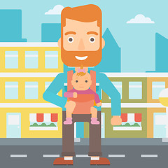 Image showing Man holding baby in sling.