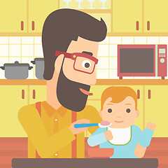 Image showing Man feeding baby.