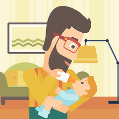 Image showing Man feeding baby.