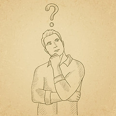 Image showing Businessman with question mark above his head.