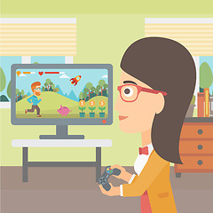 Image showing Woman playing video game.