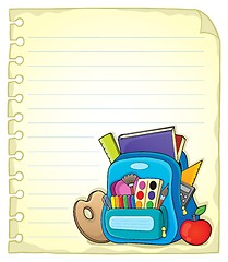 Image showing Notebook page with schoolbag 1