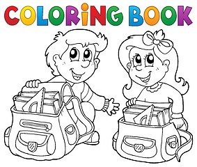 Image showing Coloring book school kids theme 3