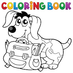 Image showing Coloring book dog with schoolbag theme 2