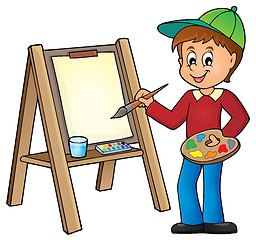 Image showing Boy painting on canvas 1