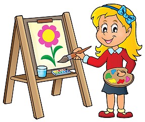Image showing Girl painting on canvas 1