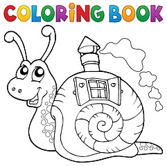 Image showing Coloring book snail with shell house