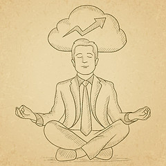 Image showing Peaceful businessman meditating.