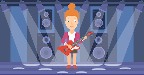 Image showing Musician playing electric guitar.