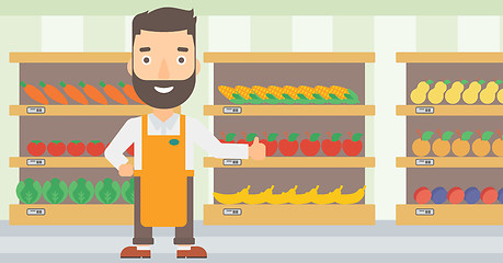 Image showing Friendly supermarket worker.