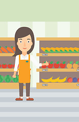 Image showing Friendly supermarket worker.