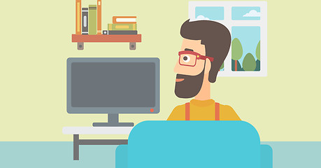 Image showing Man watching TV.