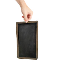 Image showing Hand holding blackboard