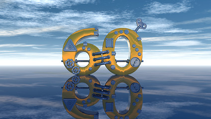 Image showing steampunk number sixty under blue sky - 3d rendering