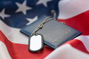 Image showing american flag, passport and military badge