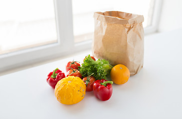 Image showing basket of fresh ripe vegetables at kitchen