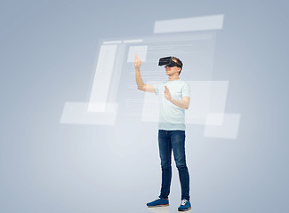 Image showing happy man in virtual reality headset or 3d glasses