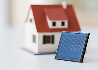 Image showing close up of house model and solar battery or cell