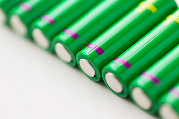 Image showing close up of green alkaline batteries