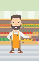 Image showing Friendly supermarket worker.