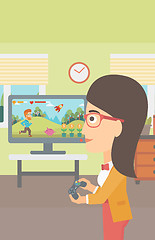 Image showing Woman playing video game.