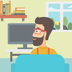 Image showing Man watching TV.