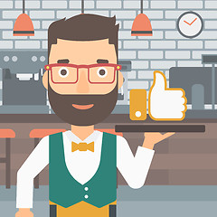 Image showing Waiter with like button.