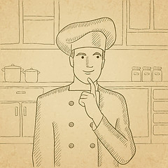 Image showing Chef pointing forefinger up.