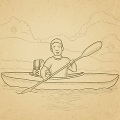 Image showing Man canoeing on the river.