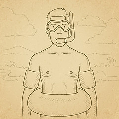 Image showing Man with swimming equipment.