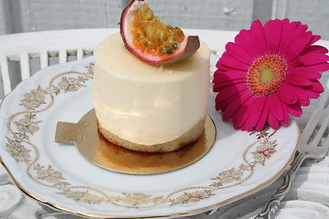 Image showing Pastry with mousse of passion fruit