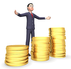 Image showing Coins Money Indicates Business Person And Monetary 3d Rendering