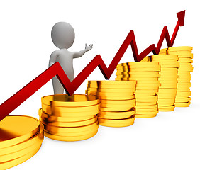 Image showing Coins Increase Represents Business Person And Advance 3d Renderi