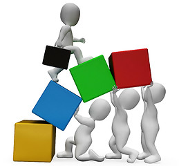 Image showing Teamwork Characters Represents Business Person And Advance 3d Re