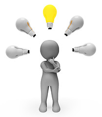 Image showing Idea Lightbulb Shows Power Sources And Character 3d Rendering