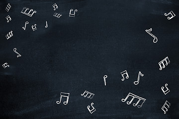 Image showing Music notes on blackboard